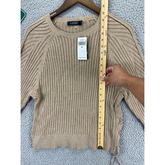 Ralph Lauren Polo Linen Blend Sweater Womens Medium Tan Brown Lightweight NEW M - Picture 2 of 8